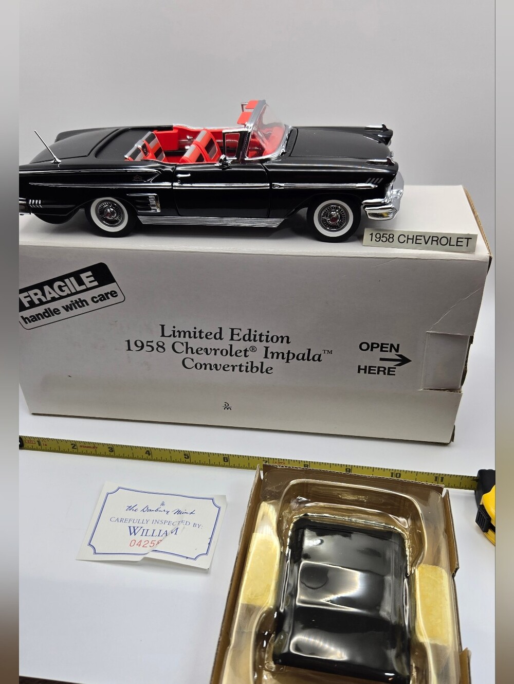 Danbury Mint 1:24 Limited Edition 1958 Chevrolet Impala Convert Onyx Serial 544